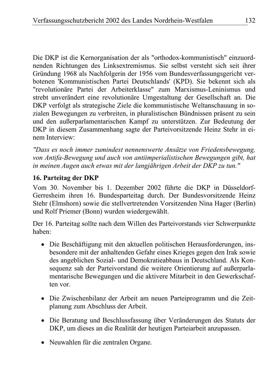 Seite 131 des Verfassungsschutzbericht 2002 Nordrhein-Westfalen
