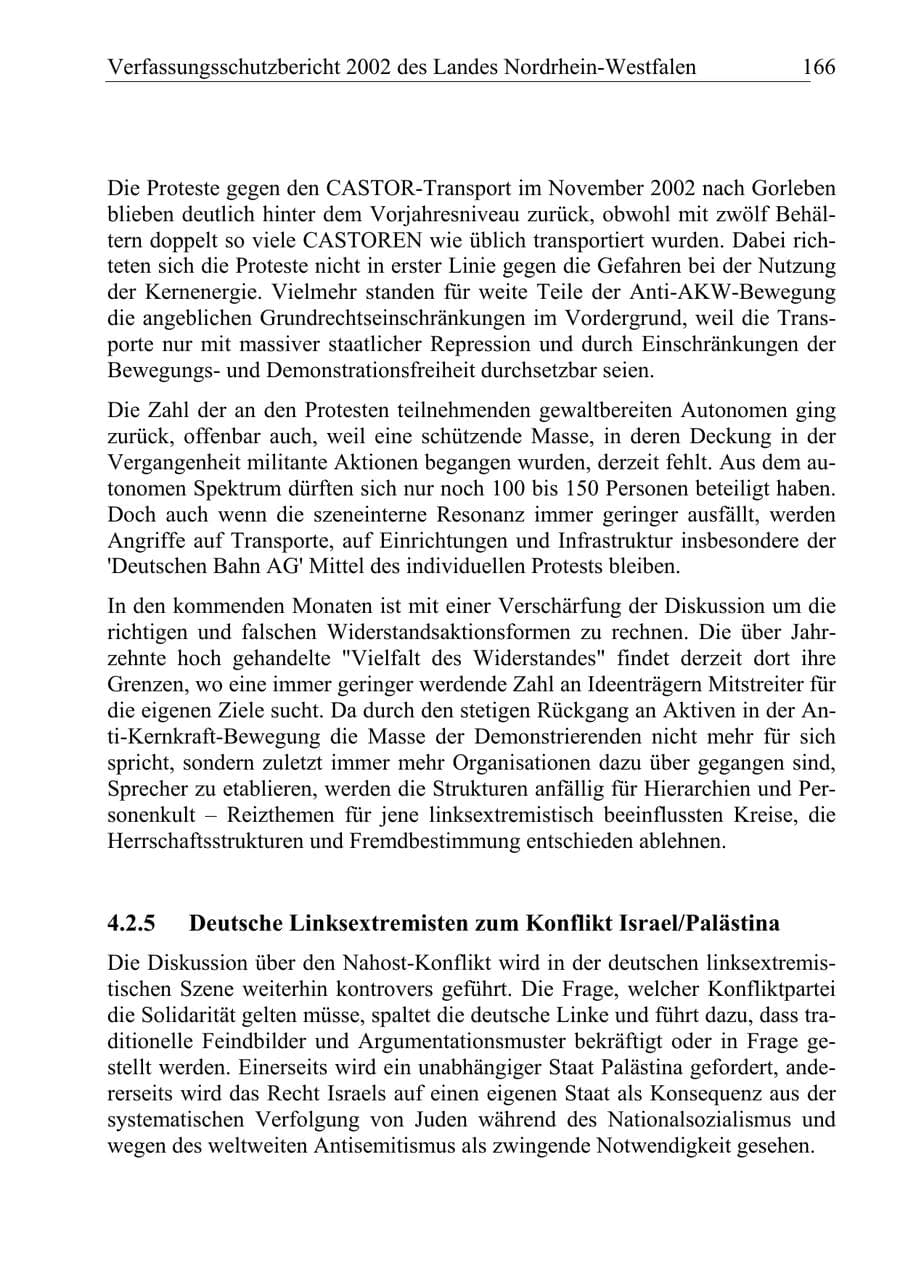 Seite 165 des Verfassungsschutzbericht 2002 Nordrhein-Westfalen