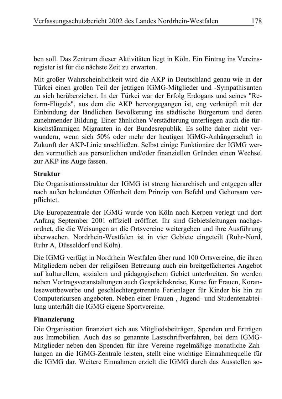 Seite 177 des Verfassungsschutzbericht 2002 Nordrhein-Westfalen