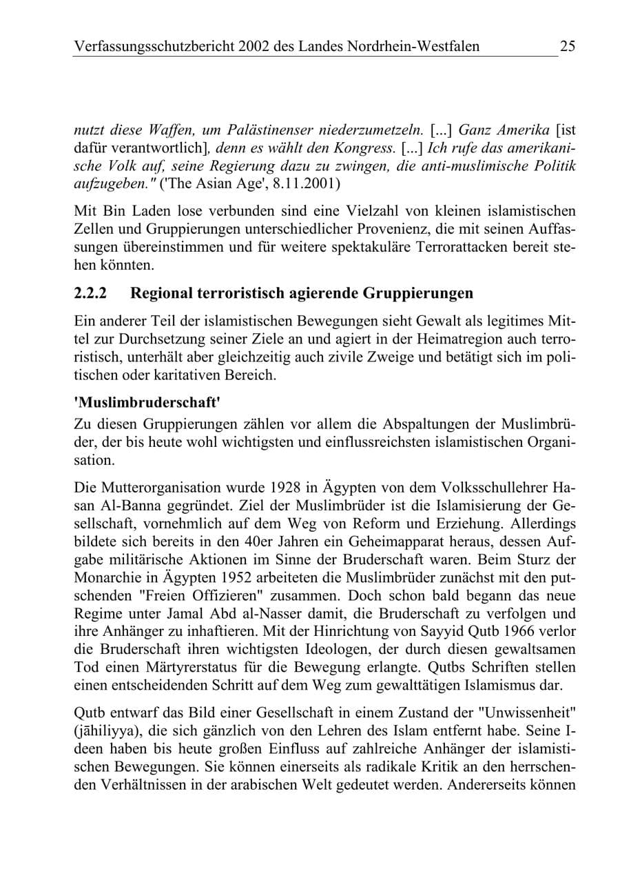 Seite 24 des Verfassungsschutzbericht 2002 Nordrhein-Westfalen