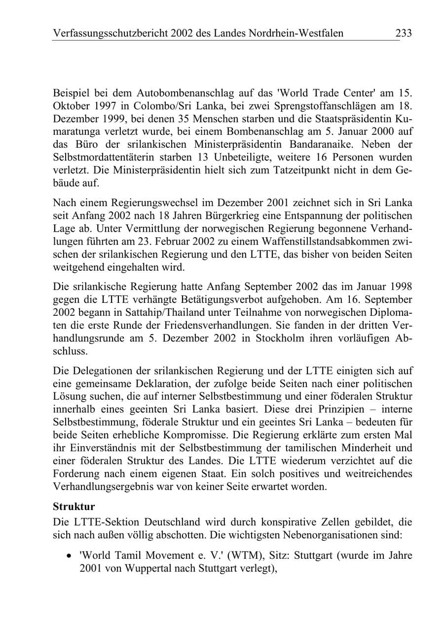 Seite 232 des Verfassungsschutzbericht 2002 Nordrhein-Westfalen