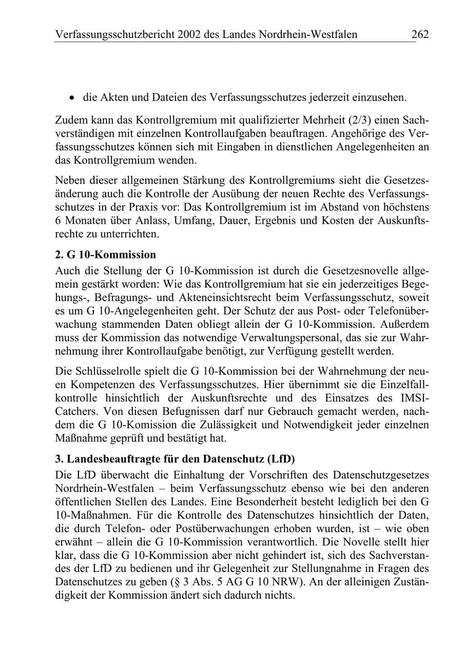 Seite 261 des Verfassungsschutzbericht 2002 Nordrhein-Westfalen