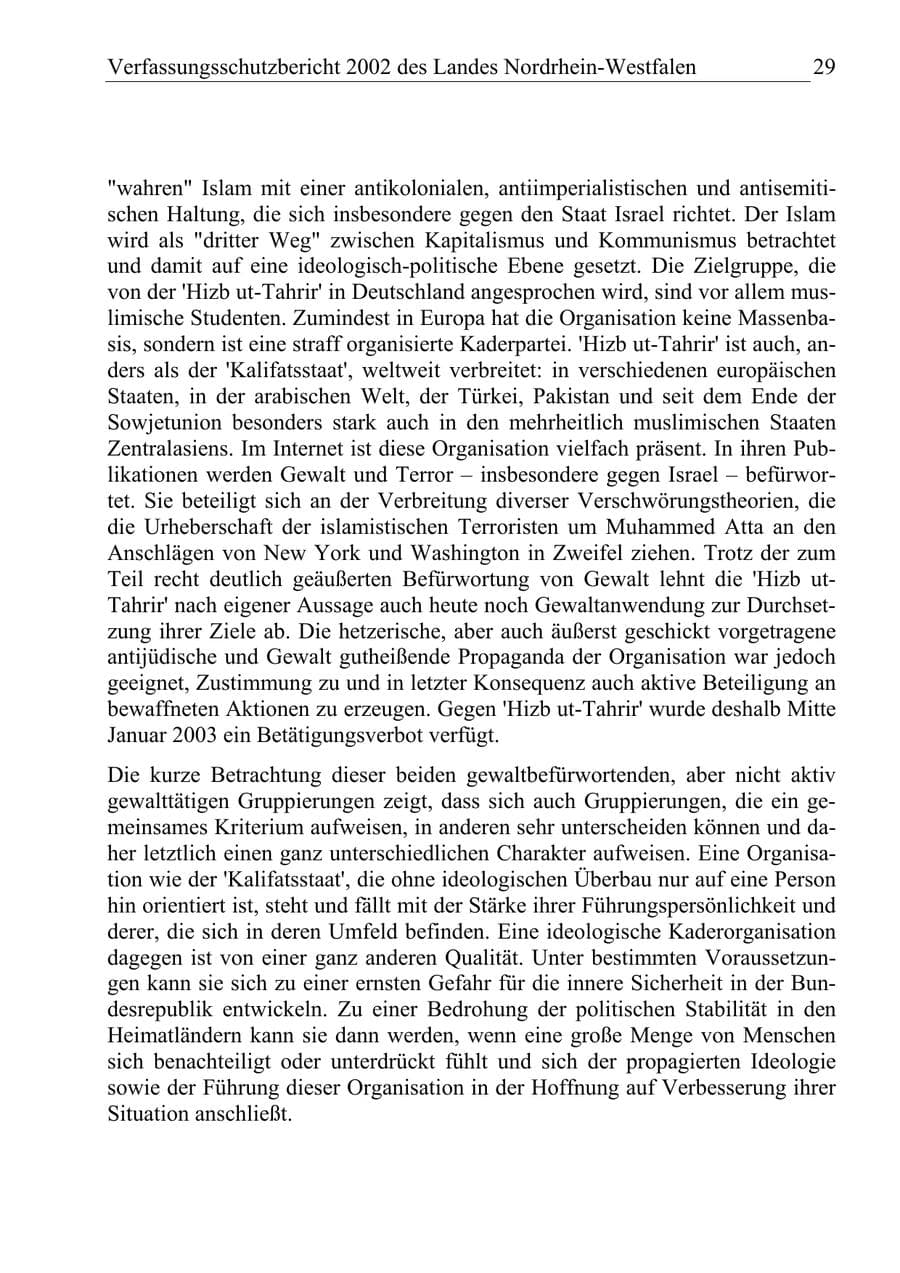 Seite 28 des Verfassungsschutzbericht 2002 Nordrhein-Westfalen
