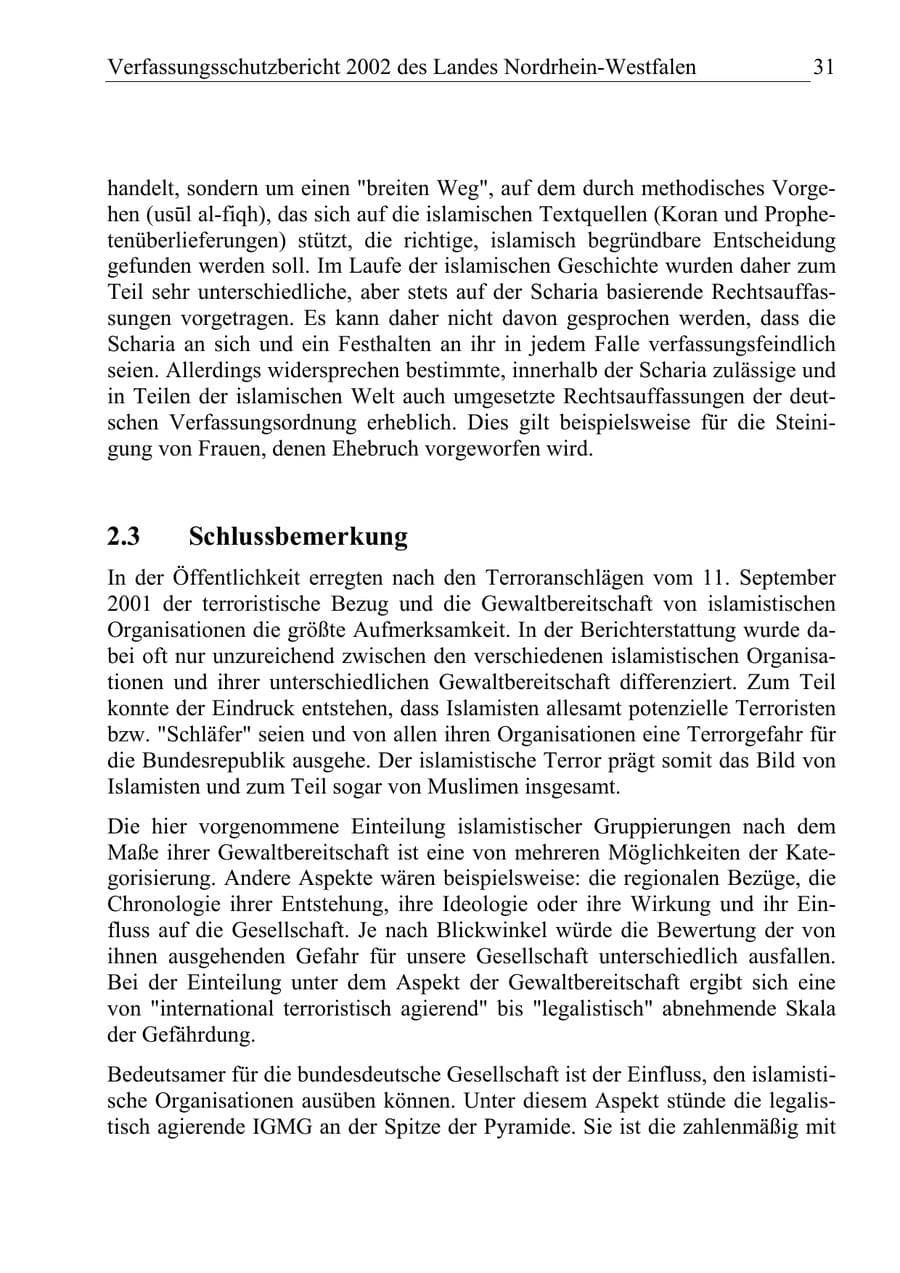Seite 30 des Verfassungsschutzbericht 2002 Nordrhein-Westfalen