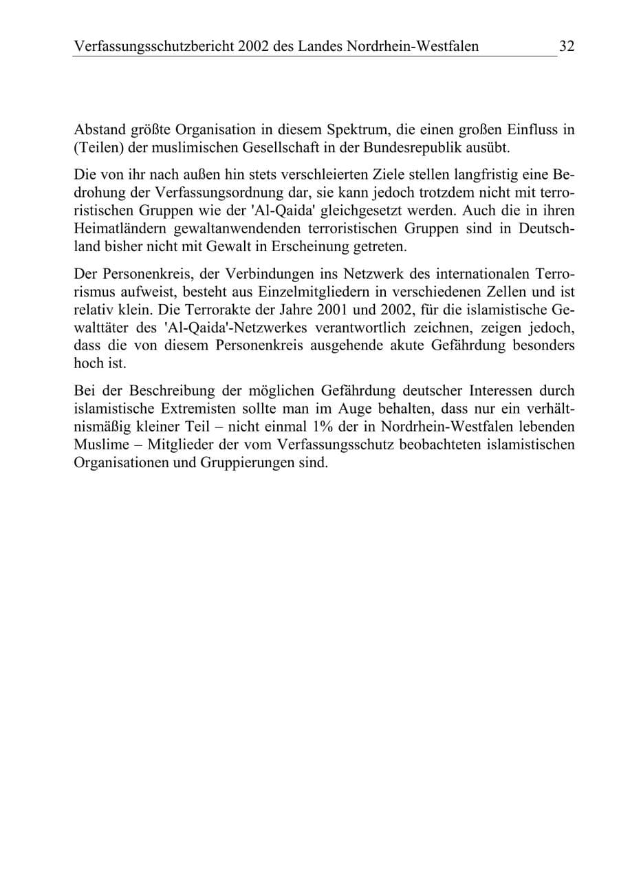 Seite 31 des Verfassungsschutzbericht 2002 Nordrhein-Westfalen