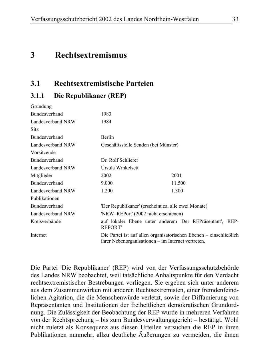 Seite 32 des Verfassungsschutzbericht 2002 Nordrhein-Westfalen