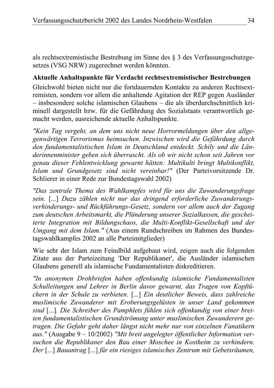Seite 33 des Verfassungsschutzbericht 2002 Nordrhein-Westfalen