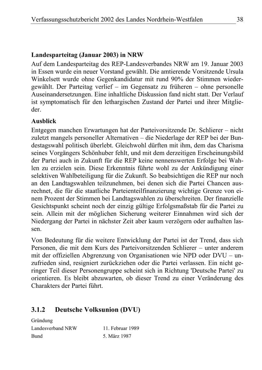 Seite 37 des Verfassungsschutzbericht 2002 Nordrhein-Westfalen