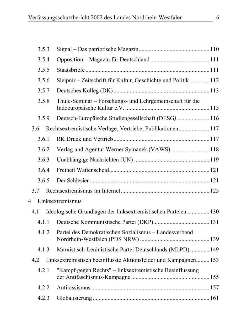 Seite 5 des Verfassungsschutzbericht 2002 Nordrhein-Westfalen