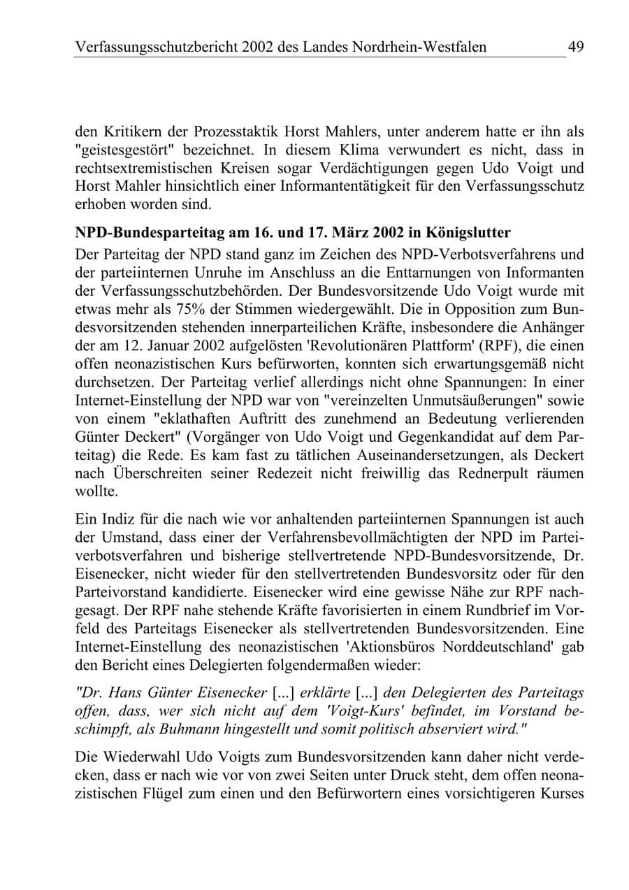Seite 48 des Verfassungsschutzbericht 2002 Nordrhein-Westfalen