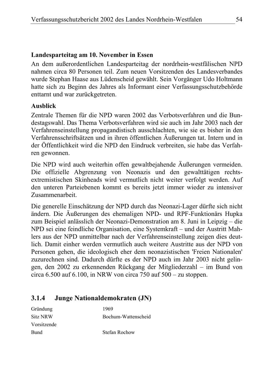 Seite 53 des Verfassungsschutzbericht 2002 Nordrhein-Westfalen