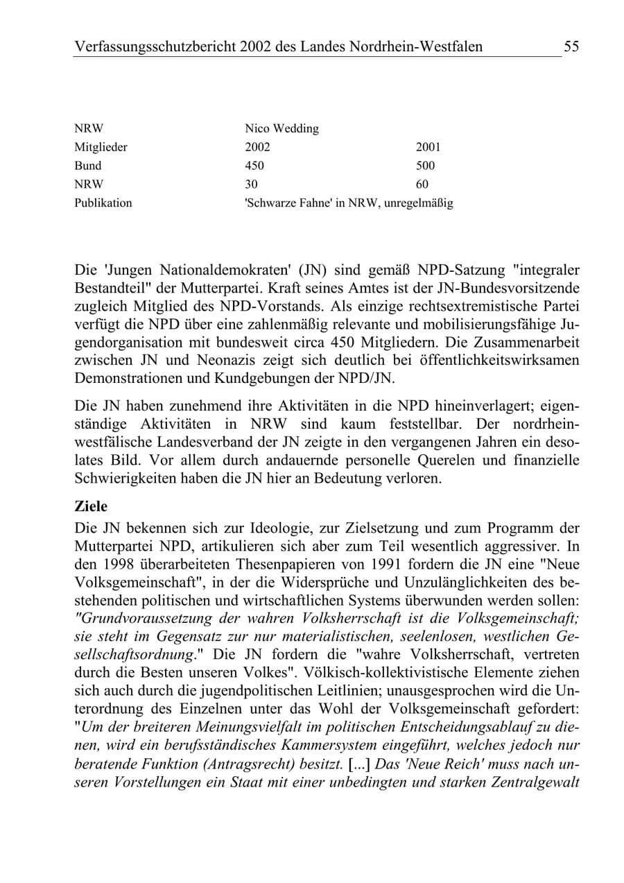 Seite 54 des Verfassungsschutzbericht 2002 Nordrhein-Westfalen