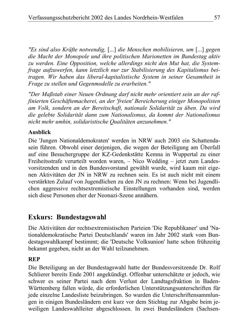 Seite 56 des Verfassungsschutzbericht 2002 Nordrhein-Westfalen