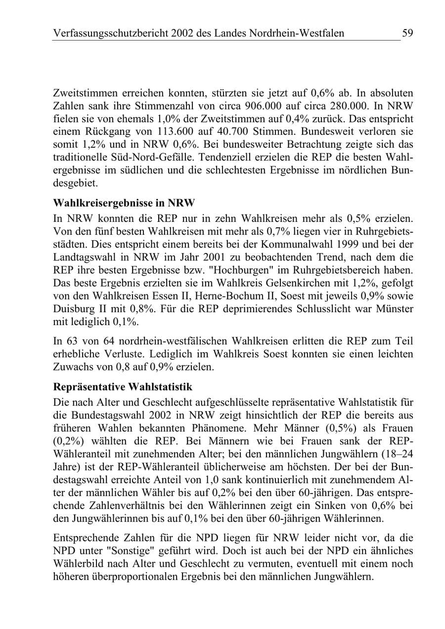 Seite 58 des Verfassungsschutzbericht 2002 Nordrhein-Westfalen