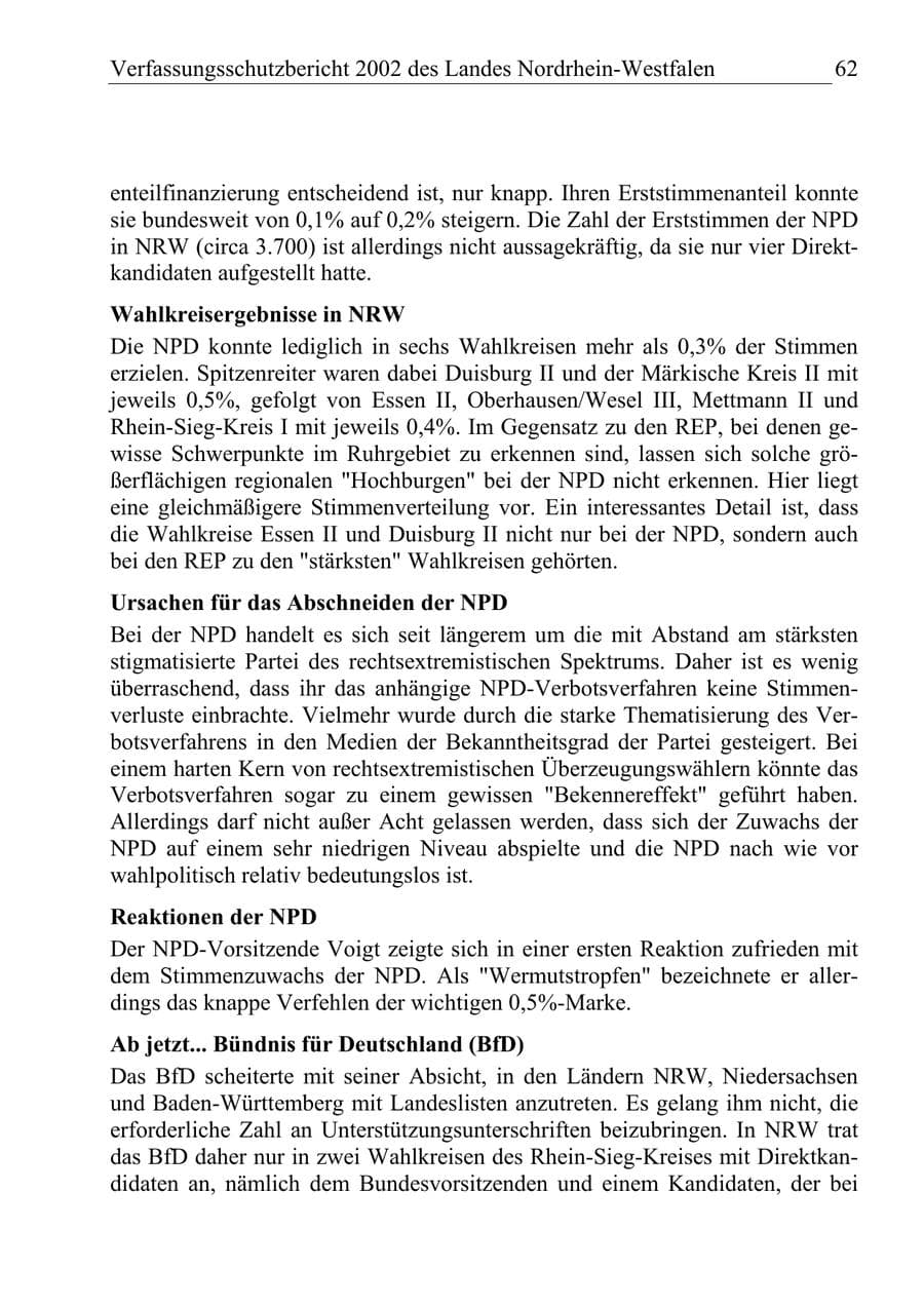 Seite 61 des Verfassungsschutzbericht 2002 Nordrhein-Westfalen