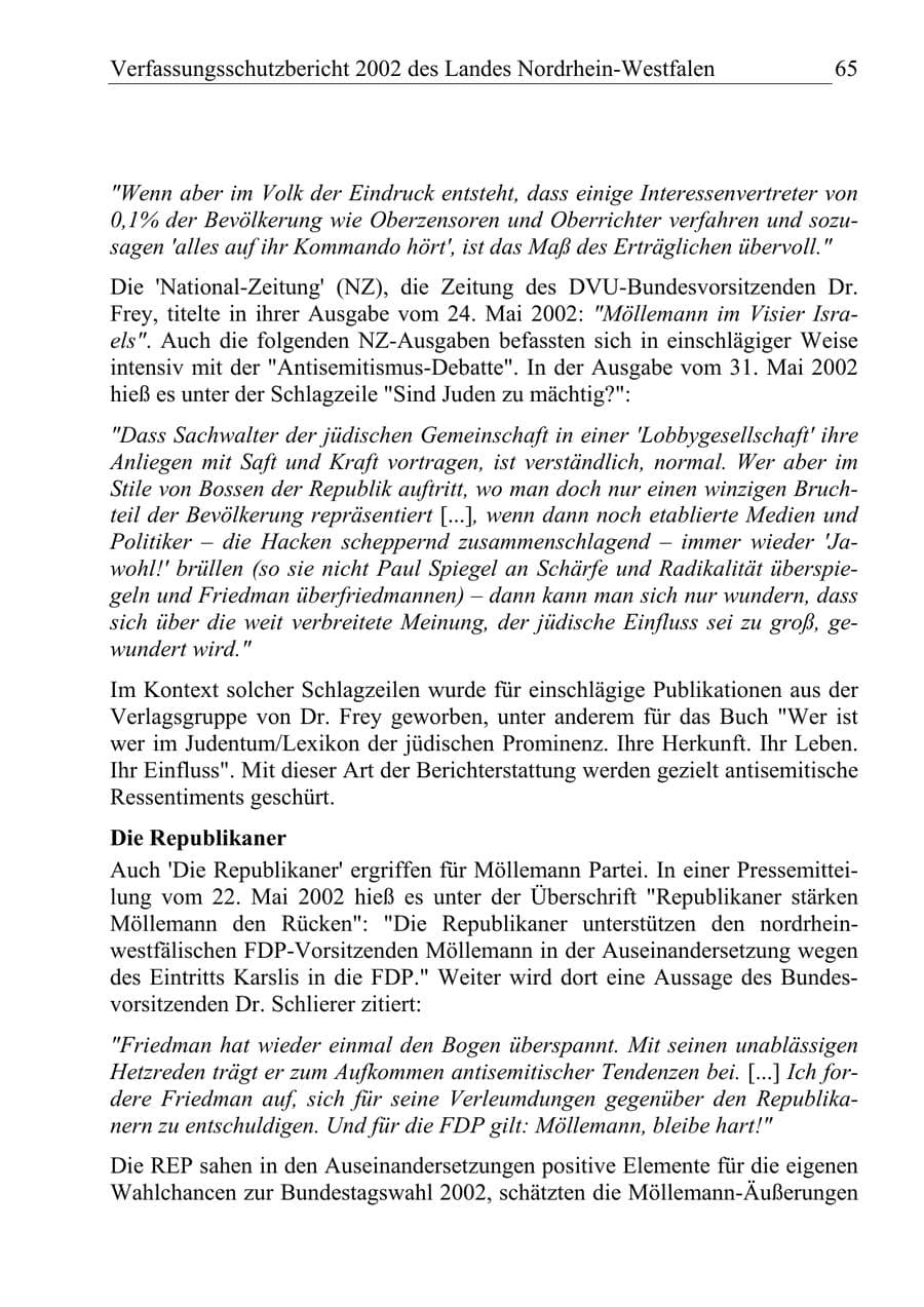 Seite 64 des Verfassungsschutzbericht 2002 Nordrhein-Westfalen