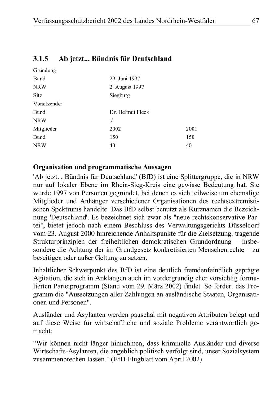 Seite 66 des Verfassungsschutzbericht 2002 Nordrhein-Westfalen