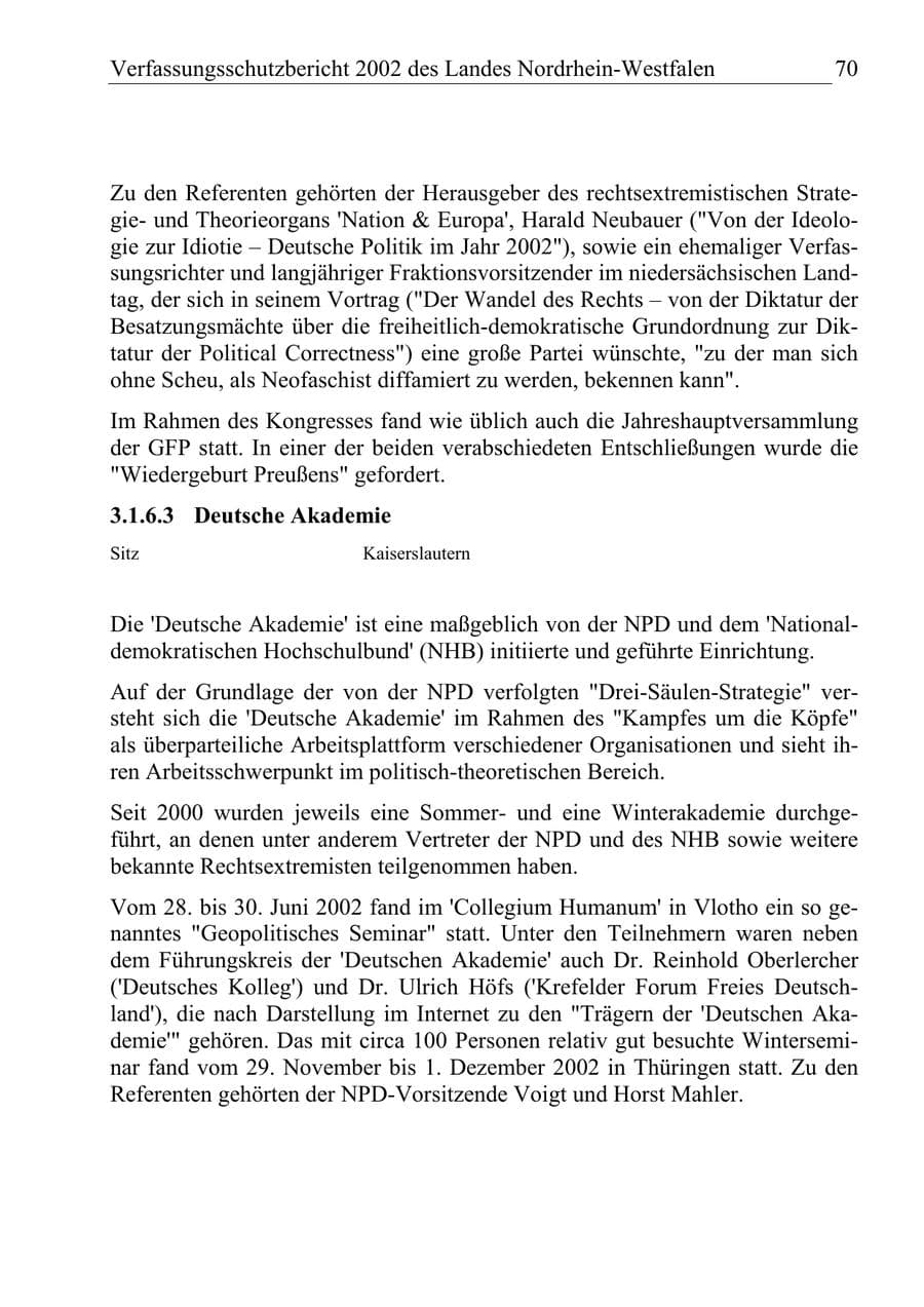 Seite 69 des Verfassungsschutzbericht 2002 Nordrhein-Westfalen