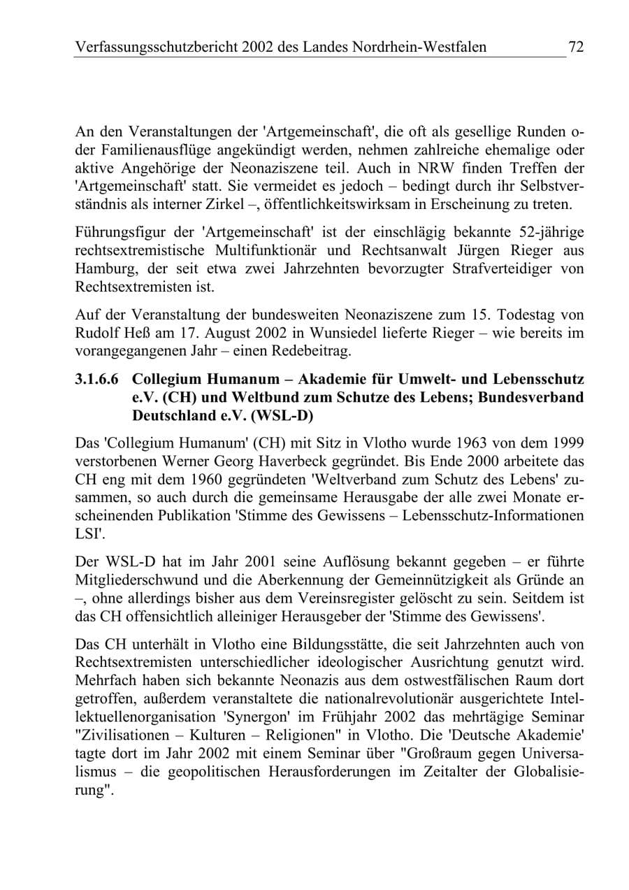 Seite 71 des Verfassungsschutzbericht 2002 Nordrhein-Westfalen