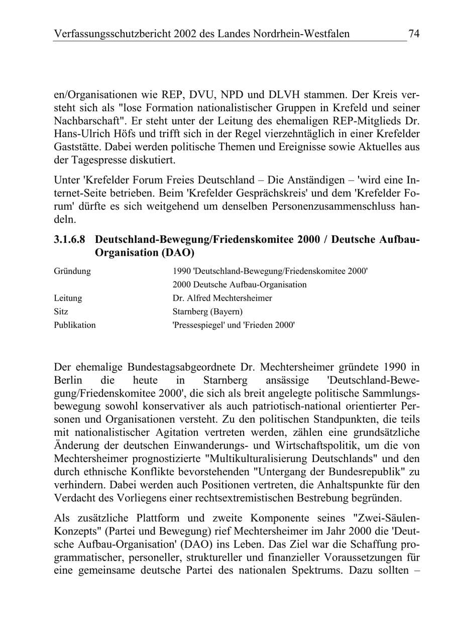 Seite 73 des Verfassungsschutzbericht 2002 Nordrhein-Westfalen