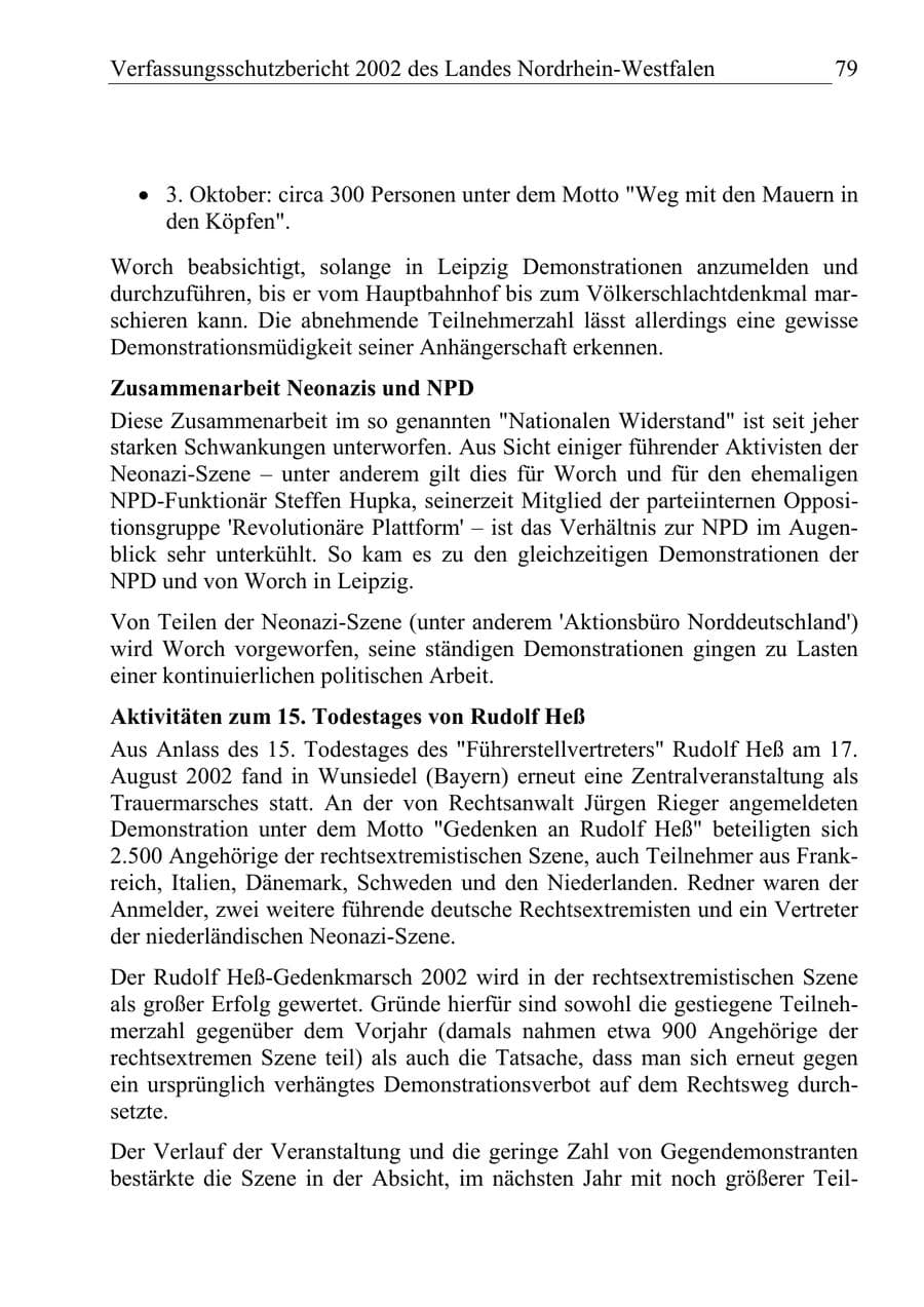 Seite 78 des Verfassungsschutzbericht 2002 Nordrhein-Westfalen
