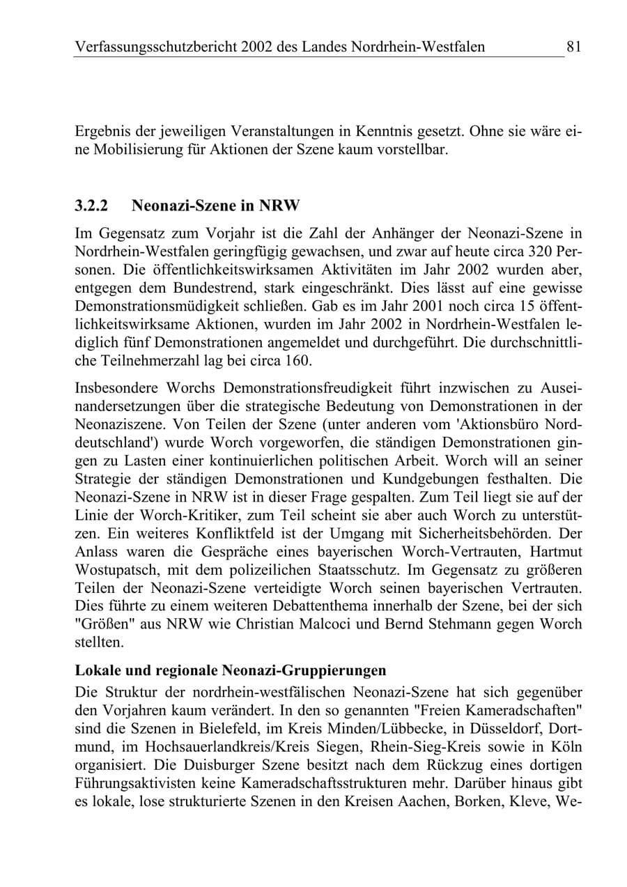 Seite 80 des Verfassungsschutzbericht 2002 Nordrhein-Westfalen