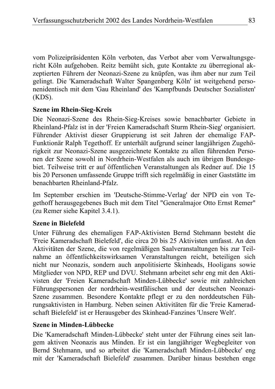 Seite 82 des Verfassungsschutzbericht 2002 Nordrhein-Westfalen