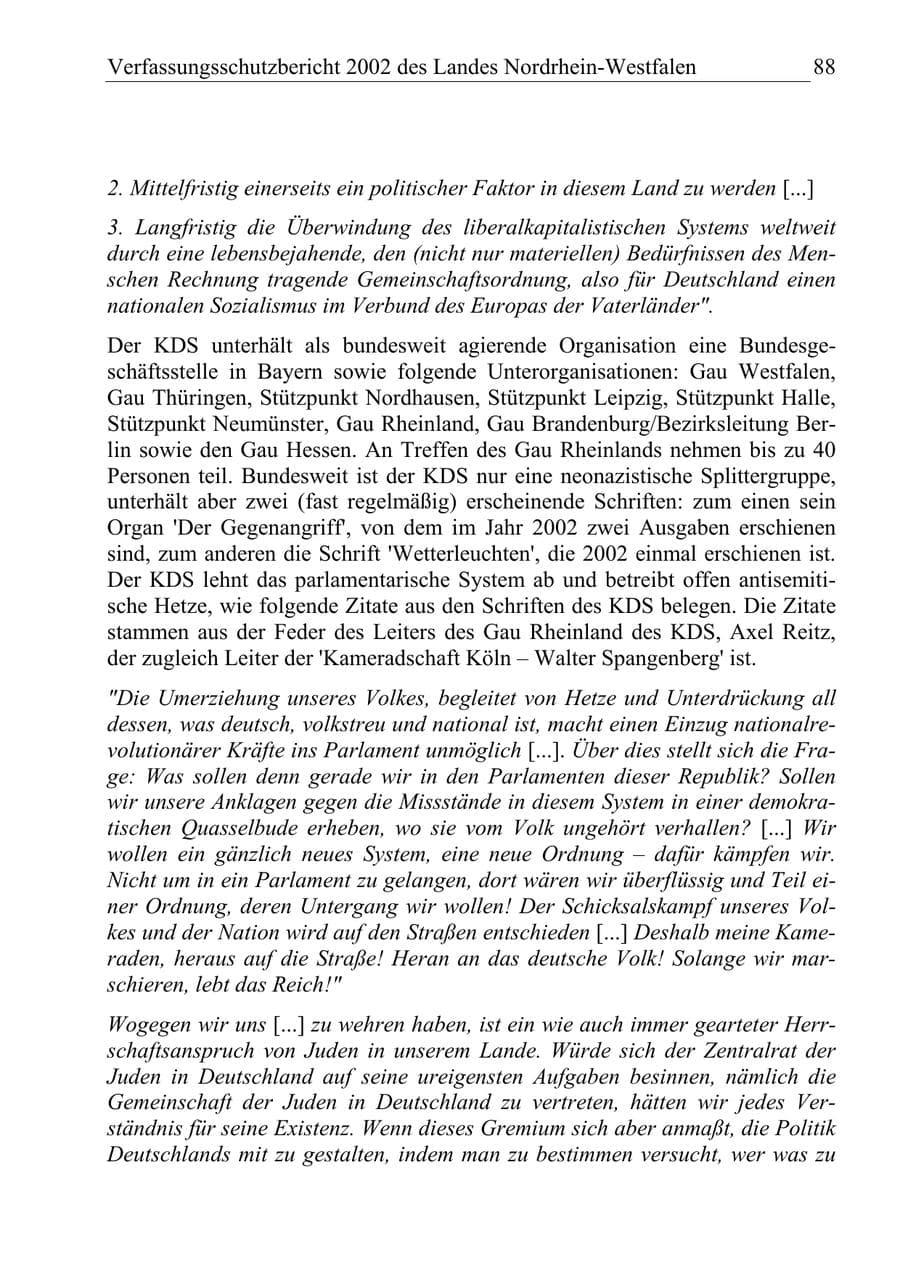 Seite 87 des Verfassungsschutzbericht 2002 Nordrhein-Westfalen