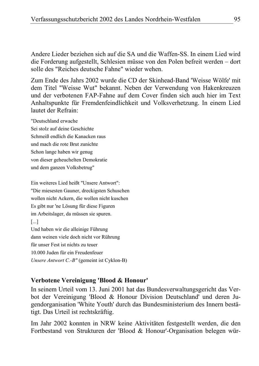 Seite 94 des Verfassungsschutzbericht 2002 Nordrhein-Westfalen