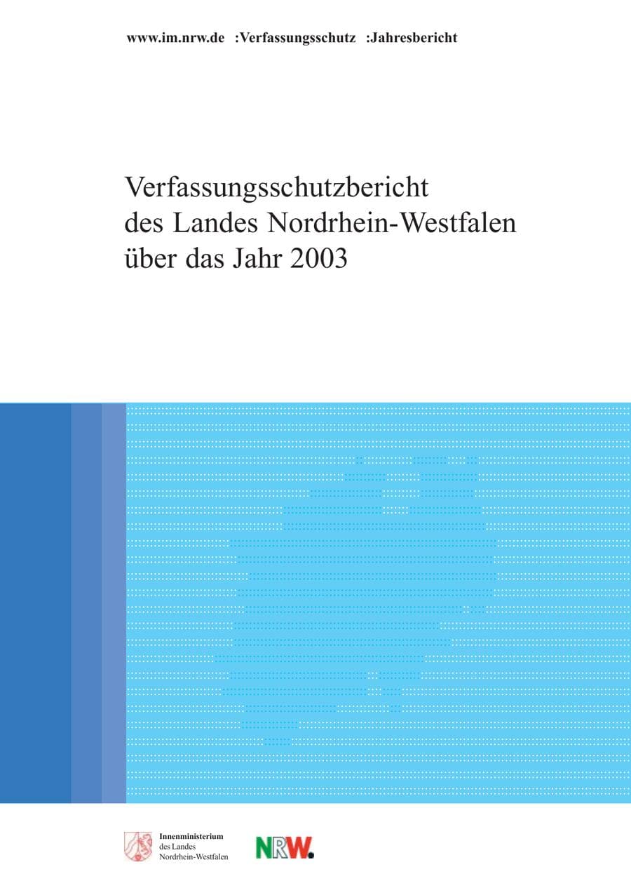 Seite 1 des Verfassungsschutzbericht 2003 Nordrhein-Westfalen