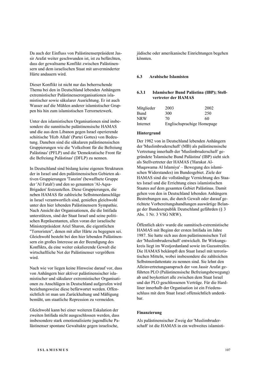 Seite 113 des Verfassungsschutzbericht 2003 Nordrhein-Westfalen