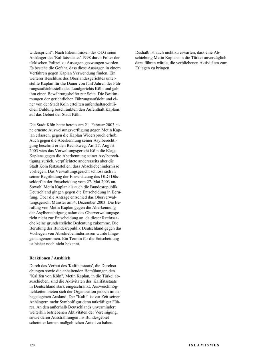 Seite 126 des Verfassungsschutzbericht 2003 Nordrhein-Westfalen