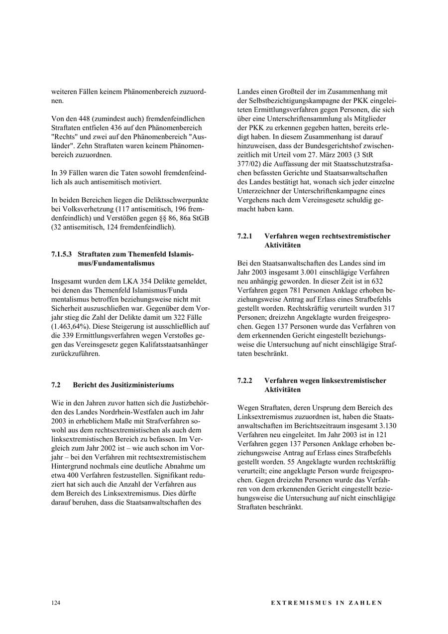 Seite 130 des Verfassungsschutzbericht 2003 Nordrhein-Westfalen