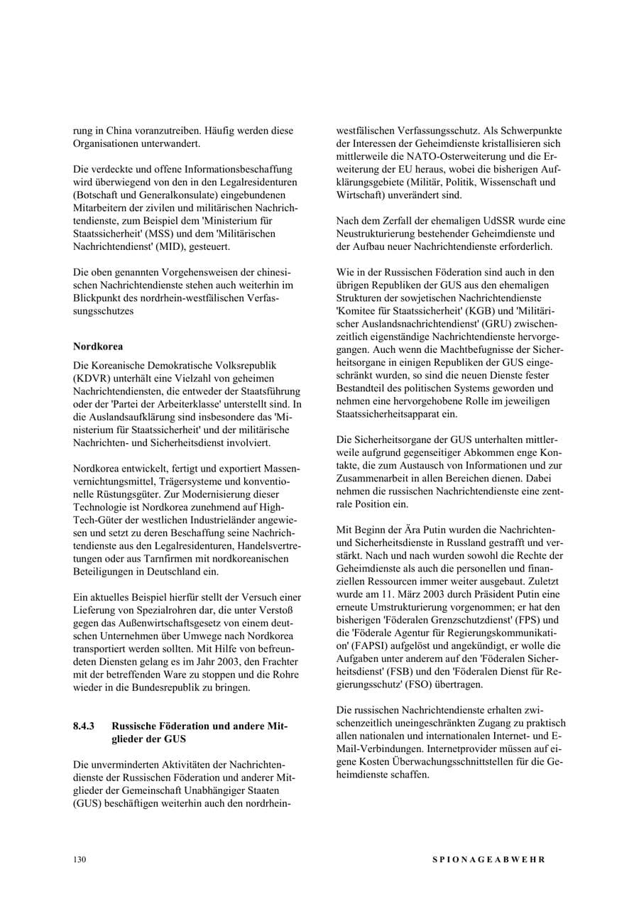 Seite 136 des Verfassungsschutzbericht 2003 Nordrhein-Westfalen