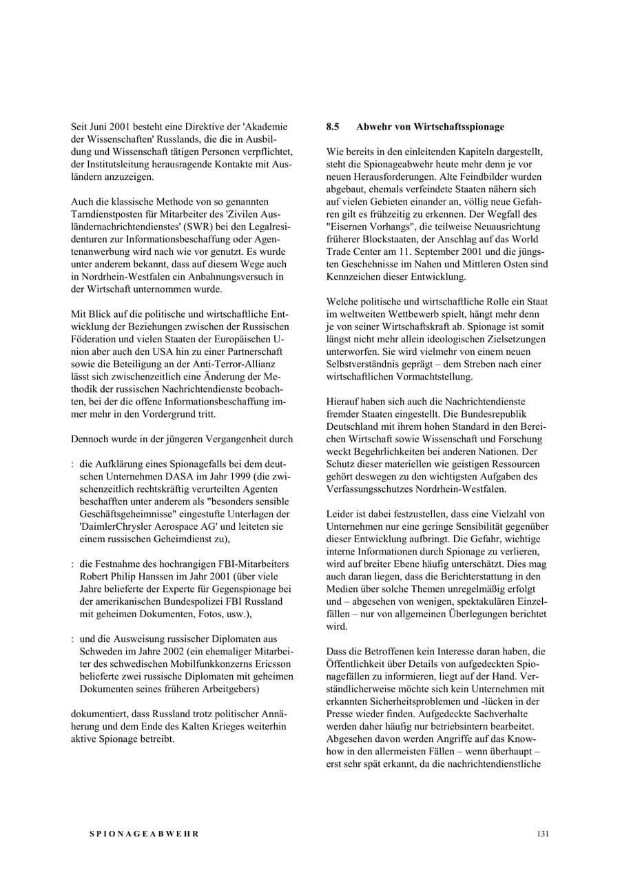 Seite 137 des Verfassungsschutzbericht 2003 Nordrhein-Westfalen