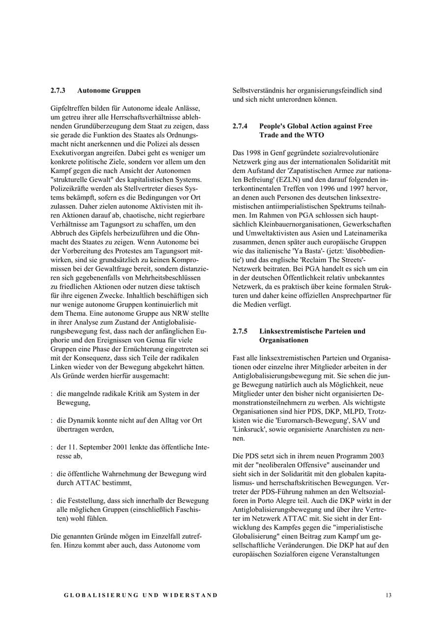 Seite 19 des Verfassungsschutzbericht 2003 Nordrhein-Westfalen