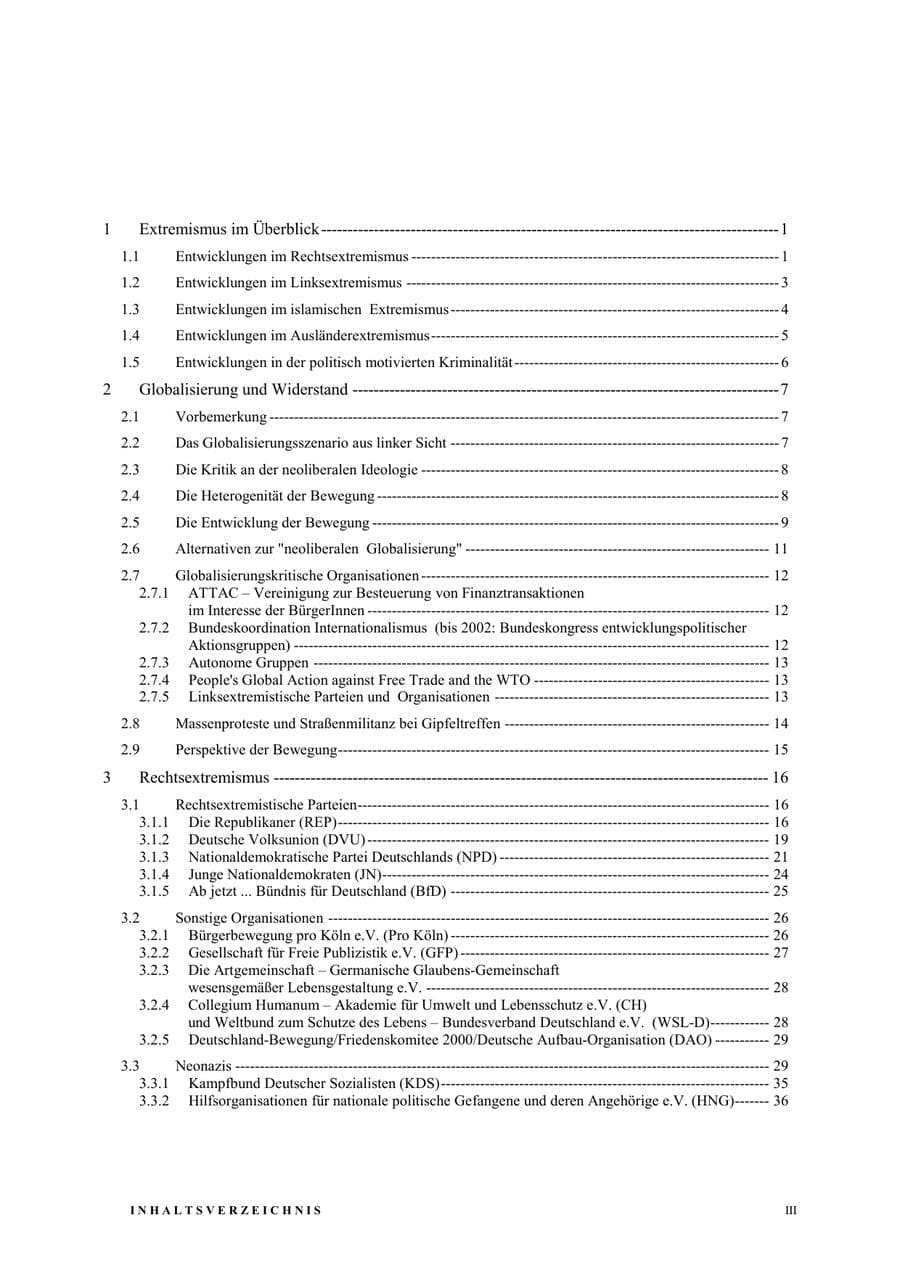 Seite 3 des Verfassungsschutzbericht 2003 Nordrhein-Westfalen