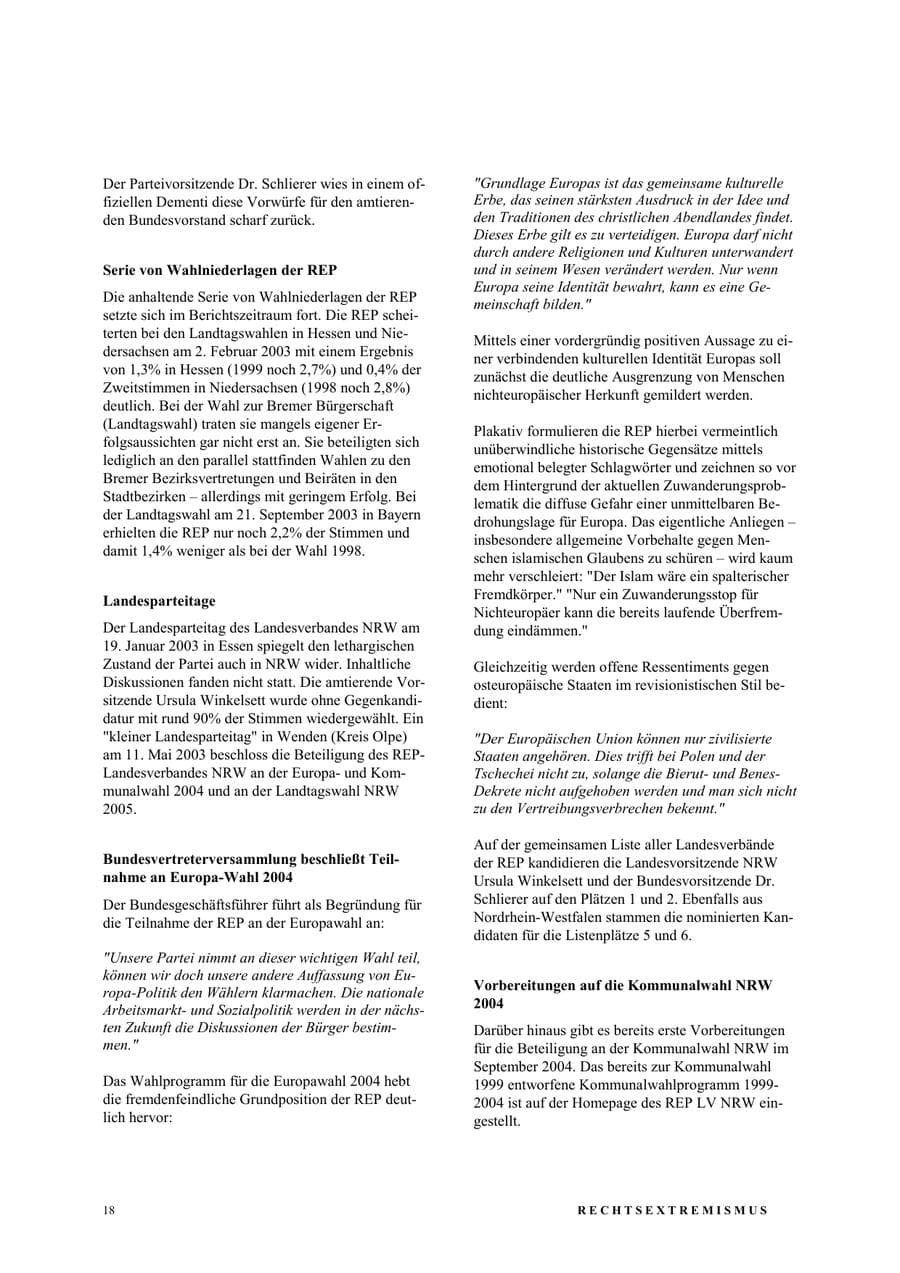 Seite 24 des Verfassungsschutzbericht 2003 Nordrhein-Westfalen