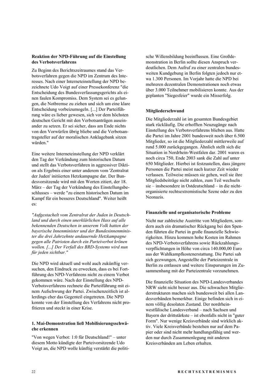 Seite 28 des Verfassungsschutzbericht 2003 Nordrhein-Westfalen