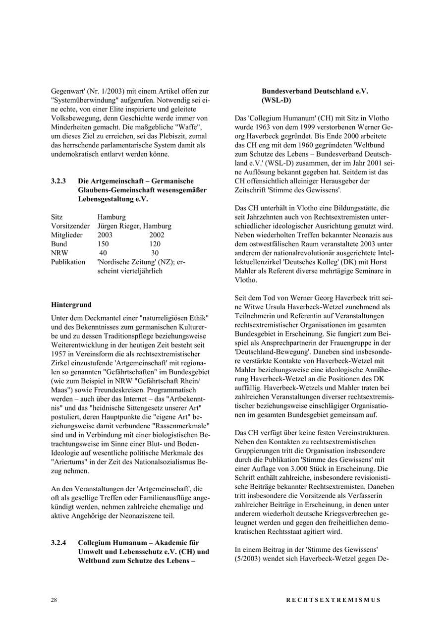 Seite 34 des Verfassungsschutzbericht 2003 Nordrhein-Westfalen