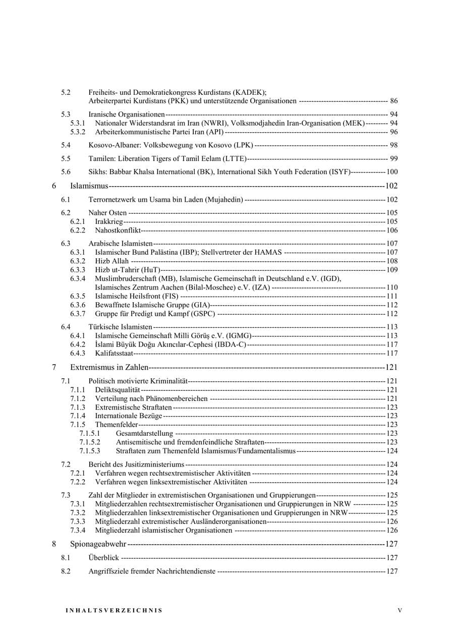 Seite 5 des Verfassungsschutzbericht 2003 Nordrhein-Westfalen