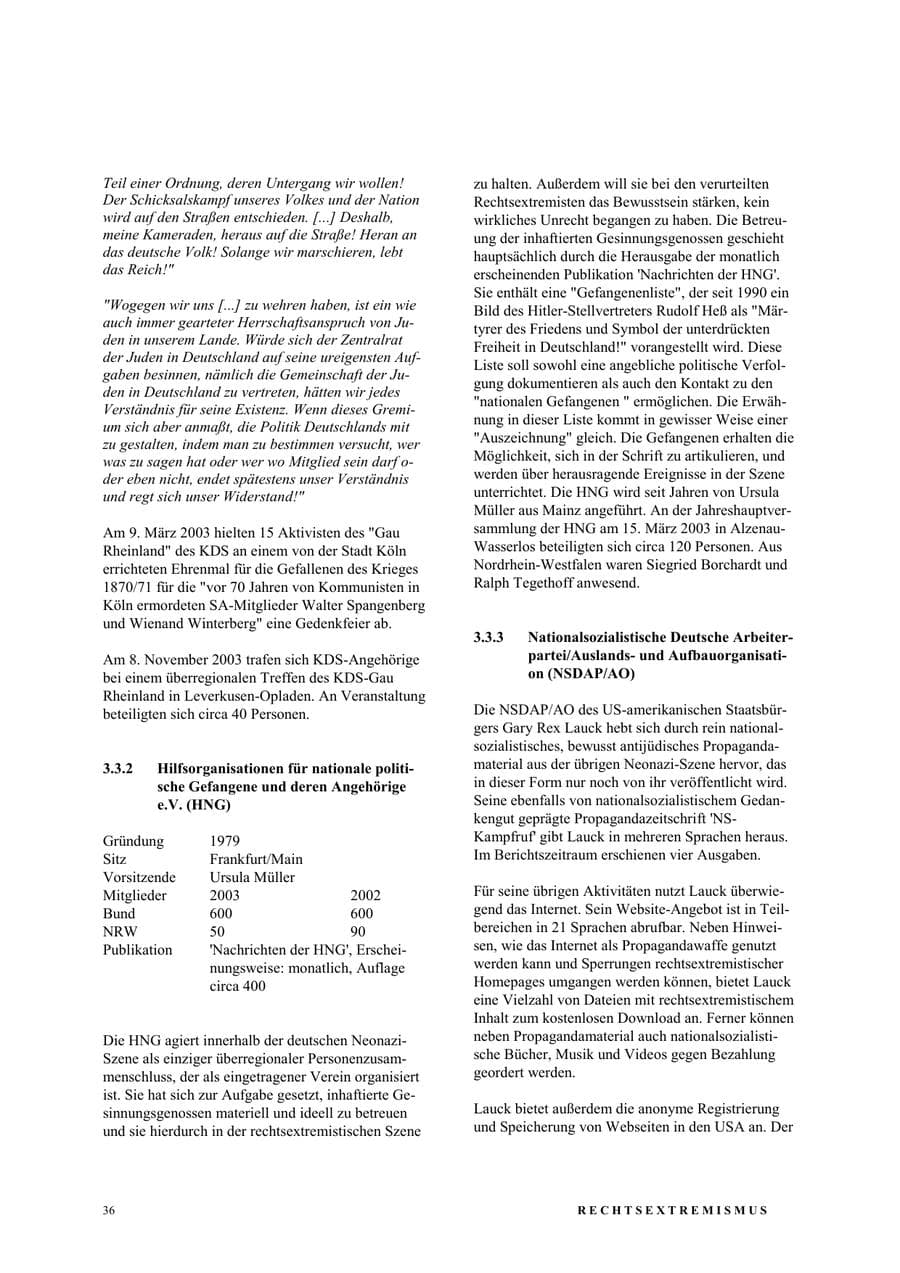 Seite 42 des Verfassungsschutzbericht 2003 Nordrhein-Westfalen