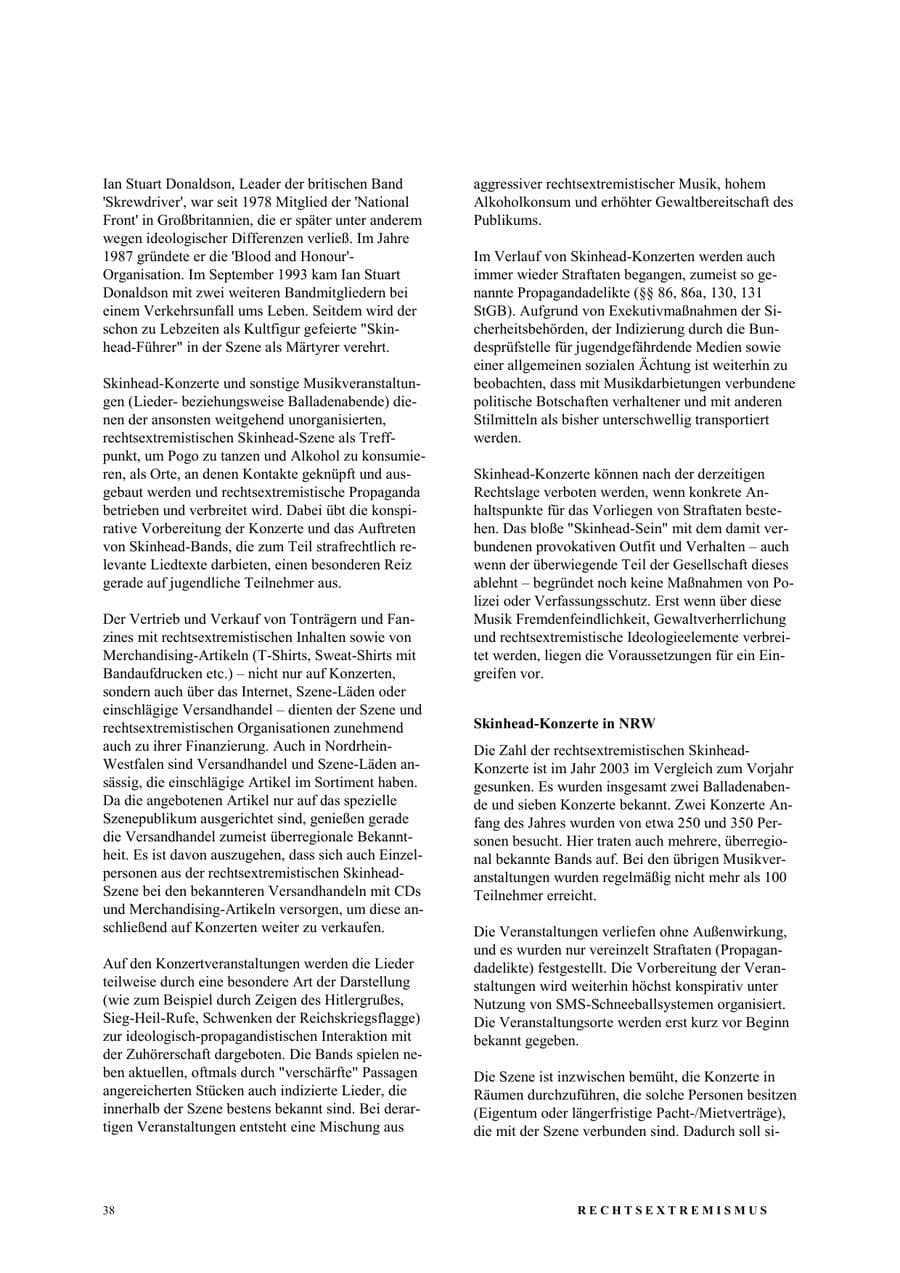 Seite 44 des Verfassungsschutzbericht 2003 Nordrhein-Westfalen