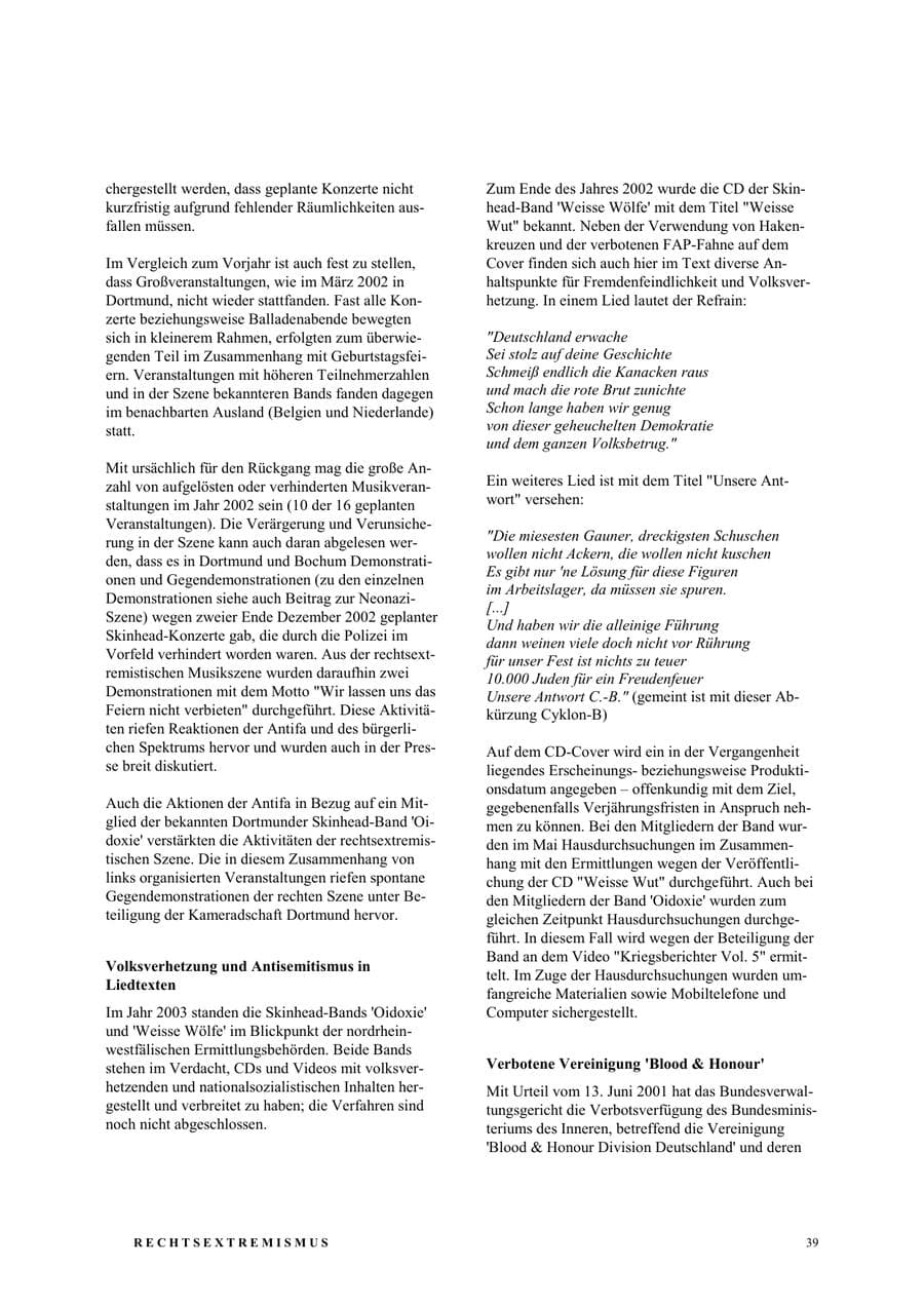 Seite 45 des Verfassungsschutzbericht 2003 Nordrhein-Westfalen