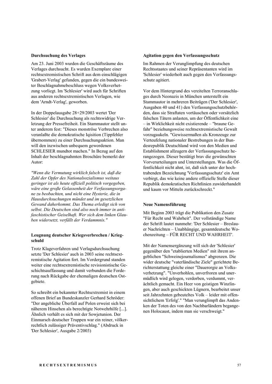 Seite 63 des Verfassungsschutzbericht 2003 Nordrhein-Westfalen