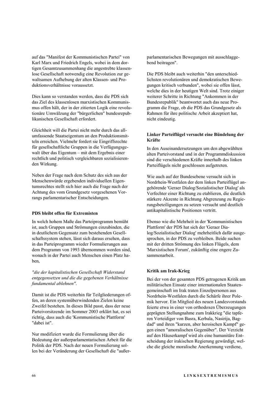 Seite 72 des Verfassungsschutzbericht 2003 Nordrhein-Westfalen