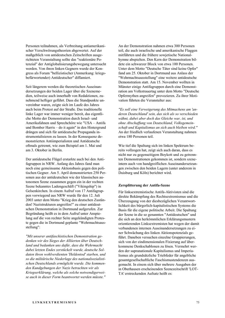 Seite 79 des Verfassungsschutzbericht 2003 Nordrhein-Westfalen
