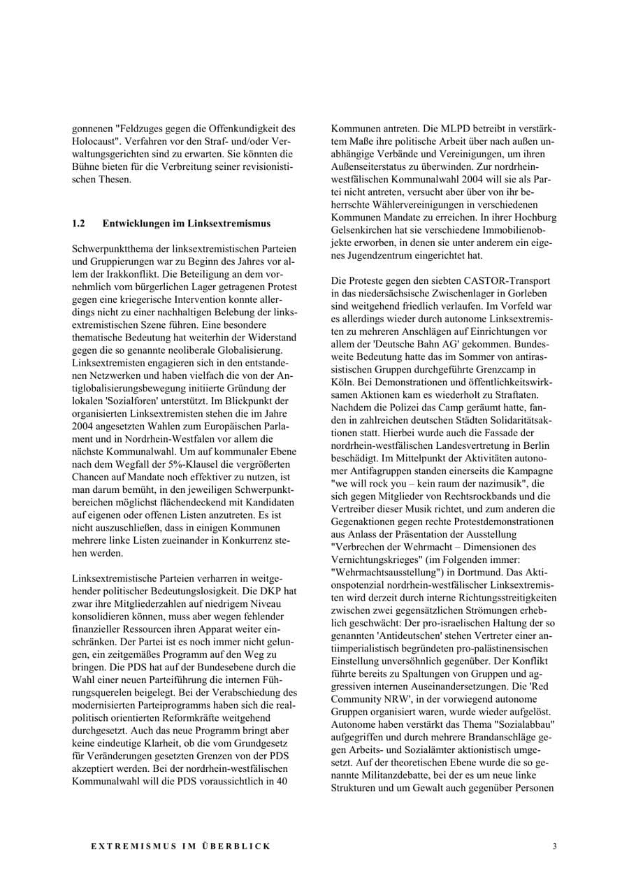 Seite 9 des Verfassungsschutzbericht 2003 Nordrhein-Westfalen