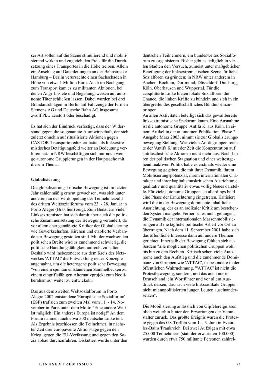 Seite 83 des Verfassungsschutzbericht 2003 Nordrhein-Westfalen