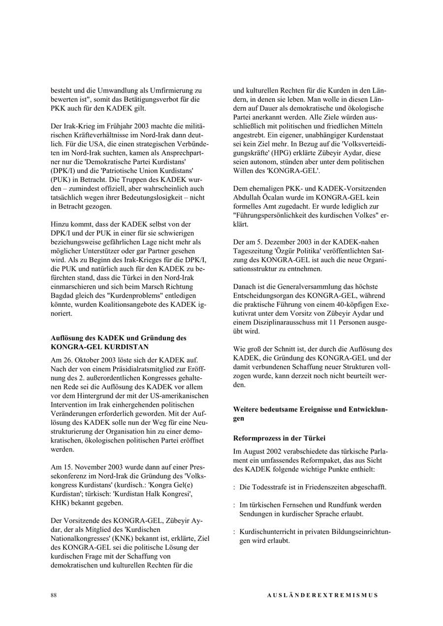 Seite 94 des Verfassungsschutzbericht 2003 Nordrhein-Westfalen